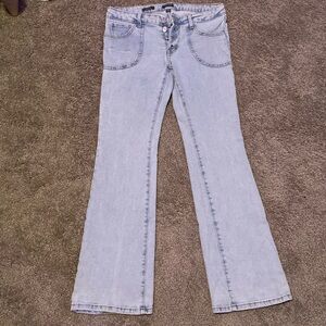 Straight leg high rise jeans